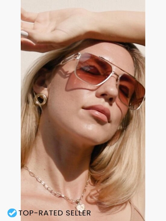 Retro Oversized Square Sunglasses Vintage Double Bridge Metal Frame Unisex UV400 main image 5